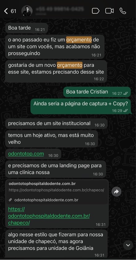 Conversa com cliente
